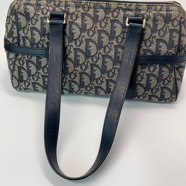 Christian Dior Vintage Diorissimo Logo Oblique Charms Boston Canvas Bag