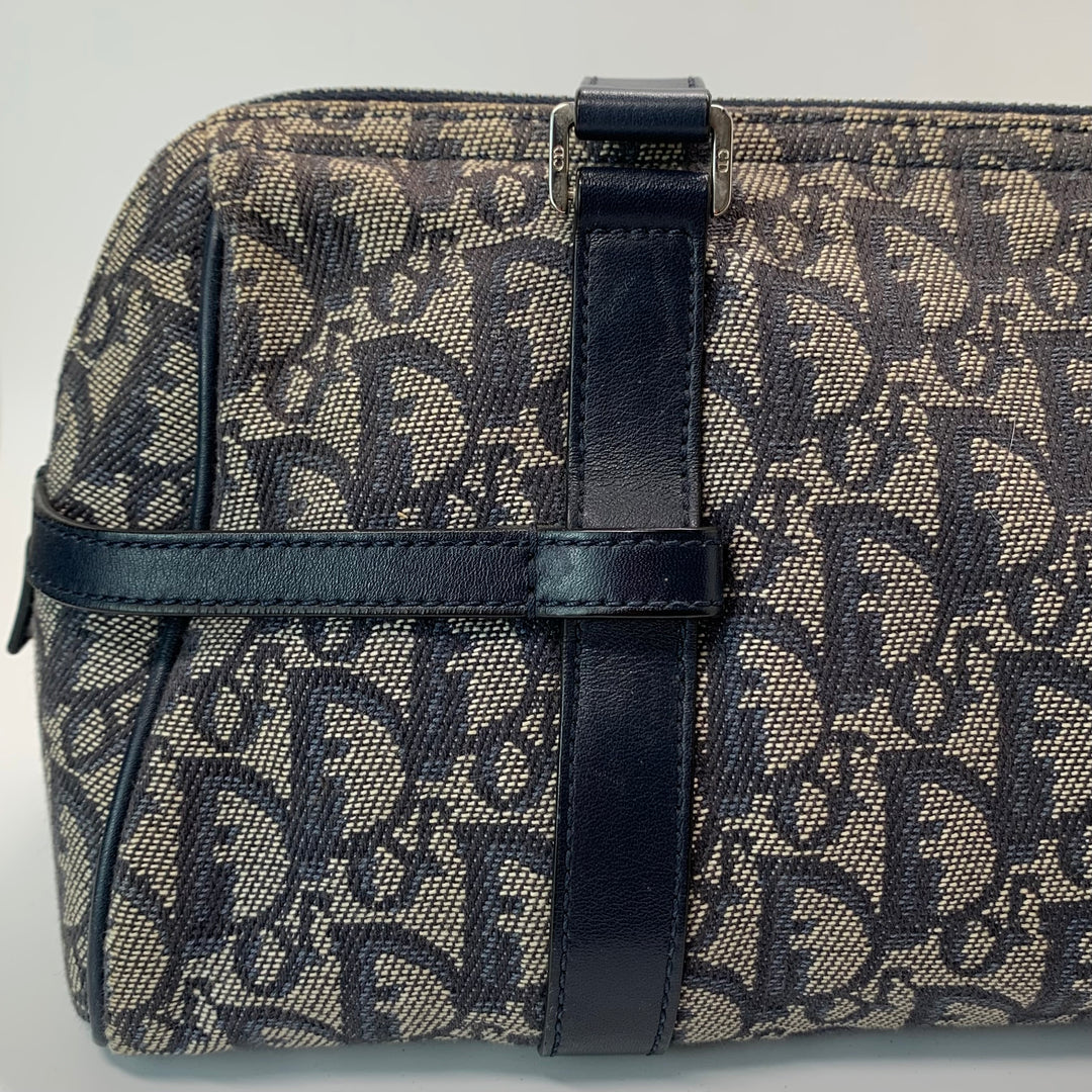 Dior Vintage Oblique Bowling Bag in Navy Blue Canvas
