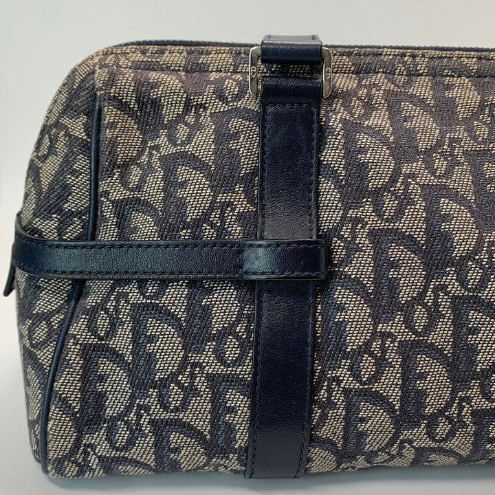 Dior Vintage Oblique Bowling Bag in Navy Blue Canvas