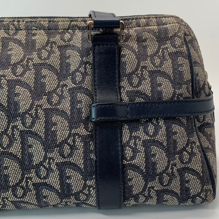 Dior Vintage Oblique Bowling Bag in Navy Blue Canvas