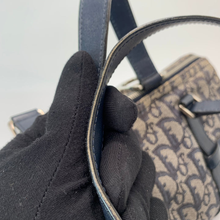 Christian Dior Vintage Diorissimo Logo Oblique Charms Boston Canvas Bag