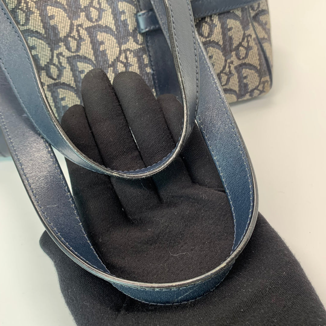 Dior Vintage Oblique Bowling Bag in Navy Blue Canvas
