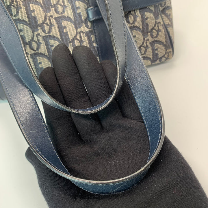 Dior Vintage Oblique Bowling Bag in Navy Blue Canvas