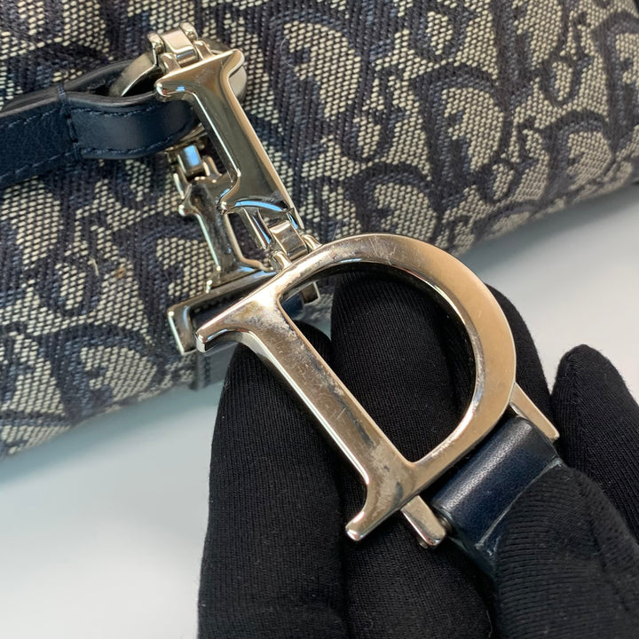 Dior Vintage Oblique Bowling Bag in Navy Blue Canvas