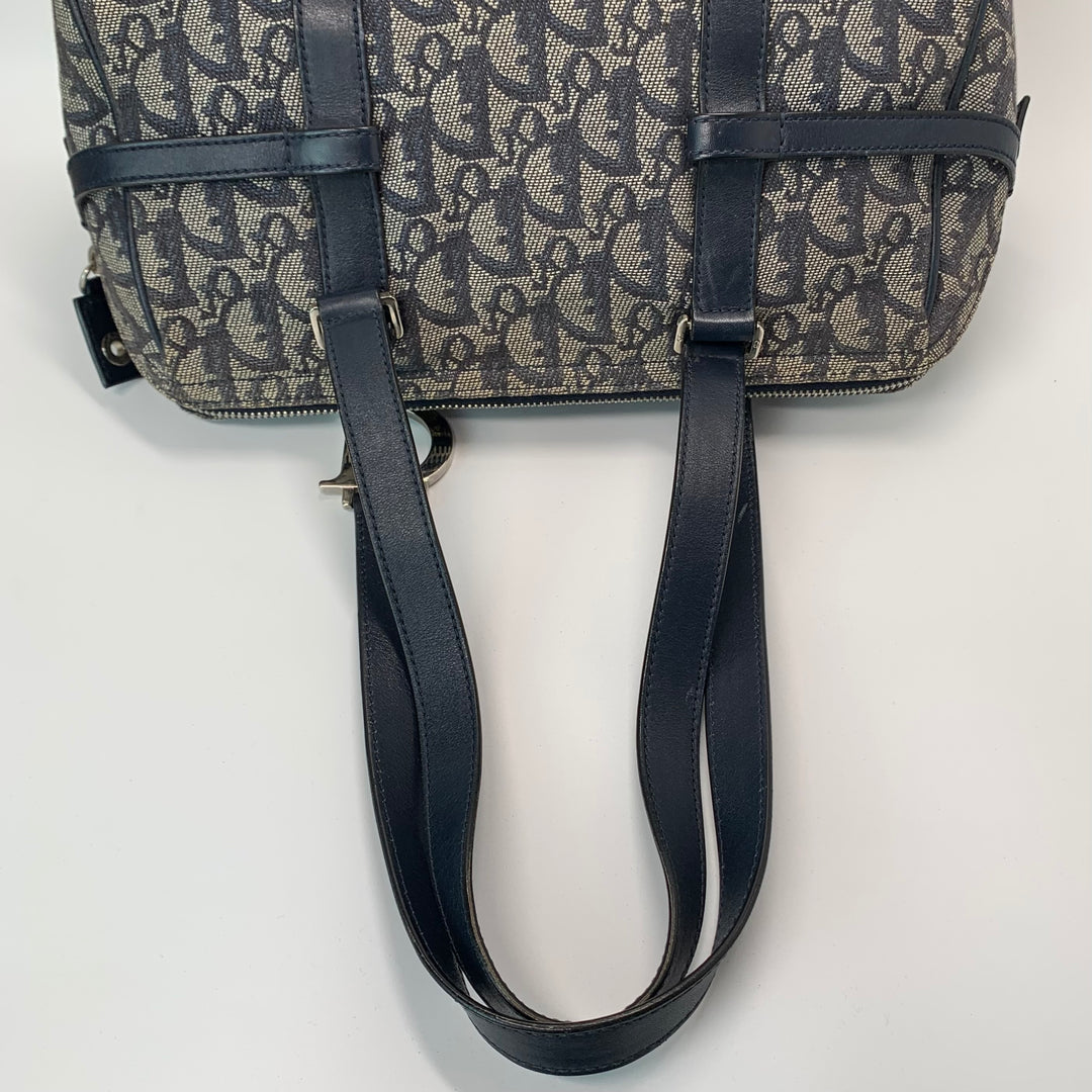 Dior Vintage Oblique Bowling Bag in Navy Blue Canvas