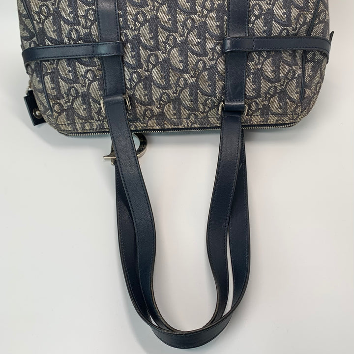 Christian Dior Vintage Diorissimo Logo Oblique Charms Boston Canvas Bag