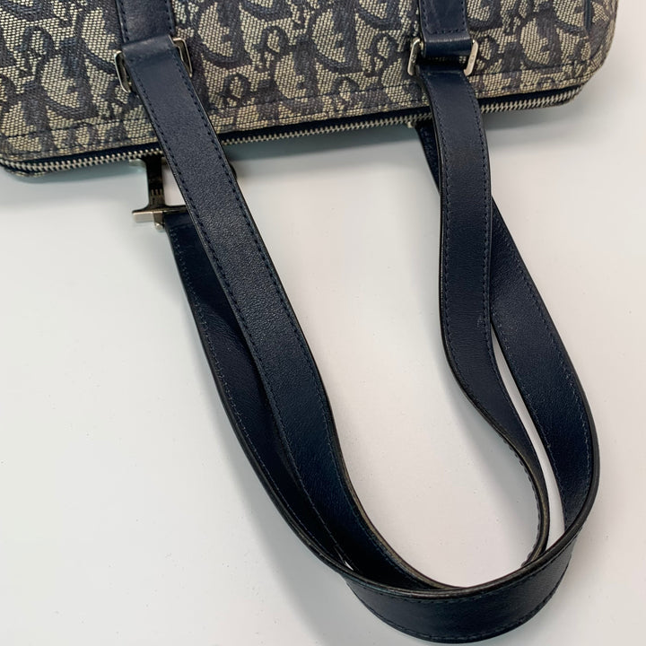 Christian Dior Vintage Diorissimo Logo Oblique Charms Boston Canvas Bag