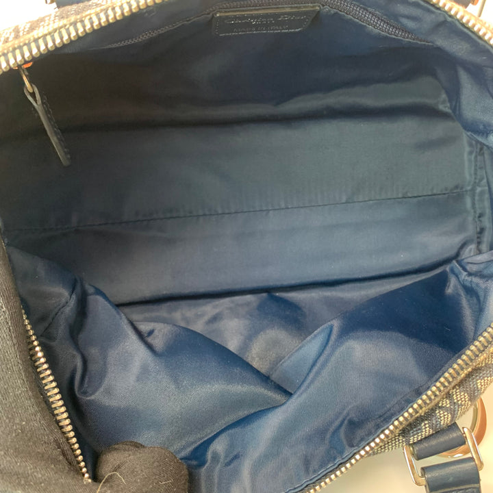 Dior Vintage Oblique Bowling Bag in Navy Blue Canvas