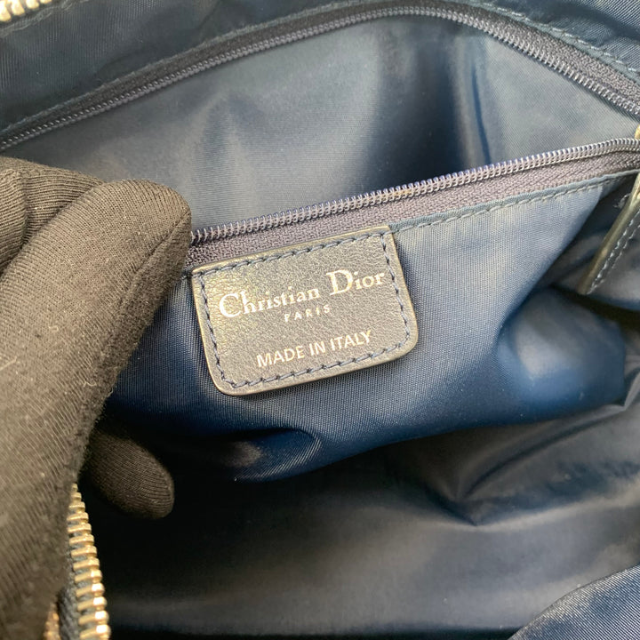 Christian Dior Vintage Diorissimo Logo Oblique Charms Boston Canvas Bag