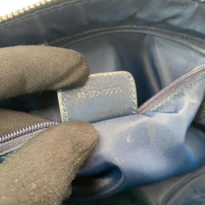 Dior Vintage Oblique Bowling Bag in Navy Blue Canvas