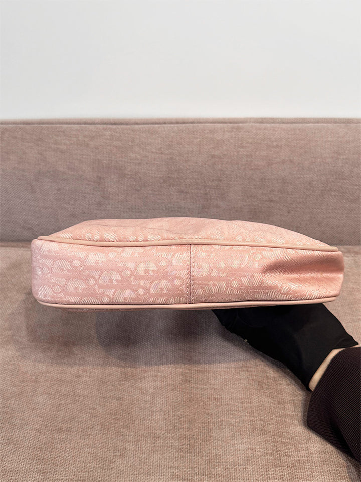 Dior Vintage Diorissimo Lovely Shoulder Bag Pink Canvas Silver Hardware