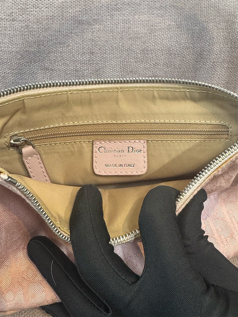 Dior Vintage Diorissimo Lovely Shoulder Bag Pink Canvas Silver Hardware
