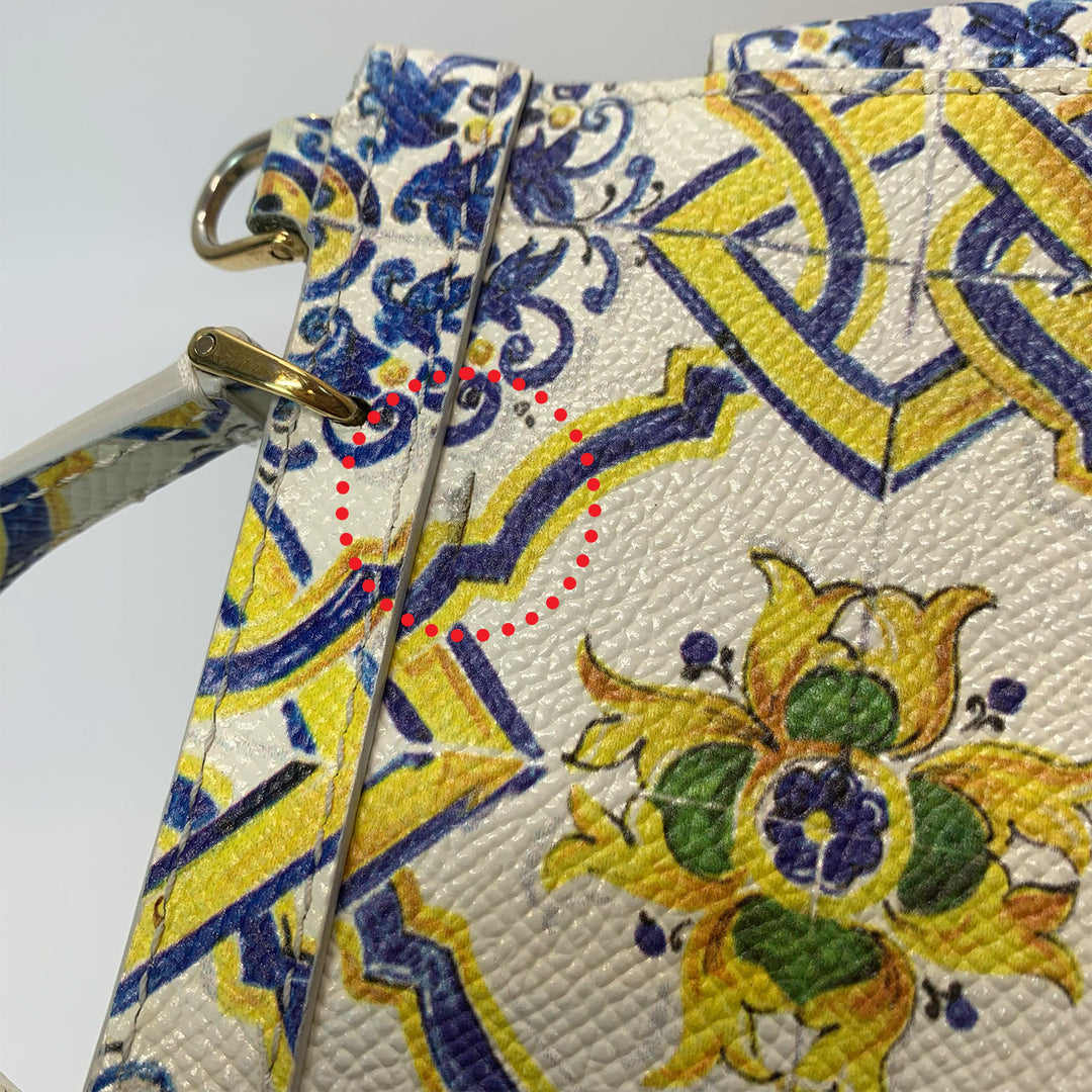 Dolce & Gabbana Majolica Print Miss Sicily Mini Bag in White Blue Yellow