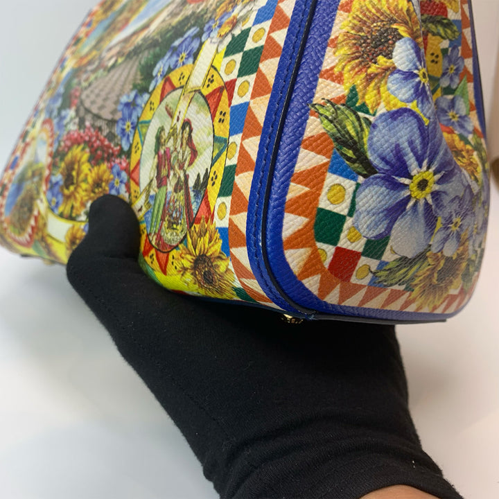 Dolce & Gabbana Large Miss Sicily Bag Floral Village Print in Multi-Colour Leather