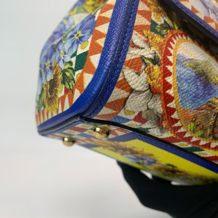 Dolce & Gabbana Large Miss Sicily Bag Floral Village Print in Multi-Colour Leather