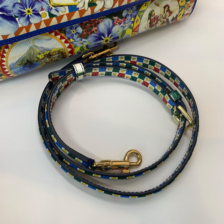 Dolce & Gabbana Large Miss Sicily Bag Floral Village Print in Multi-Colour Leather