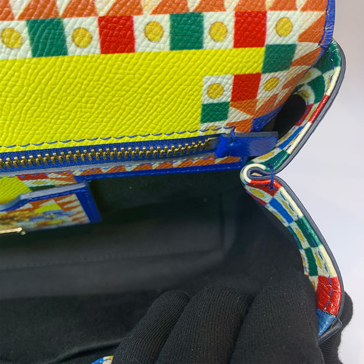 Dolce & Gabbana Large Miss Sicily Bag Floral Village Print in Multi-Colour Leather