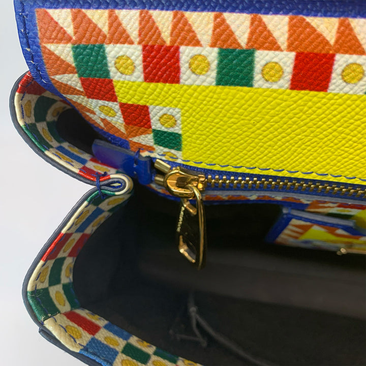 Dolce & Gabbana Large Miss Sicily Bag Floral Village Print in Multi-Colour Leather