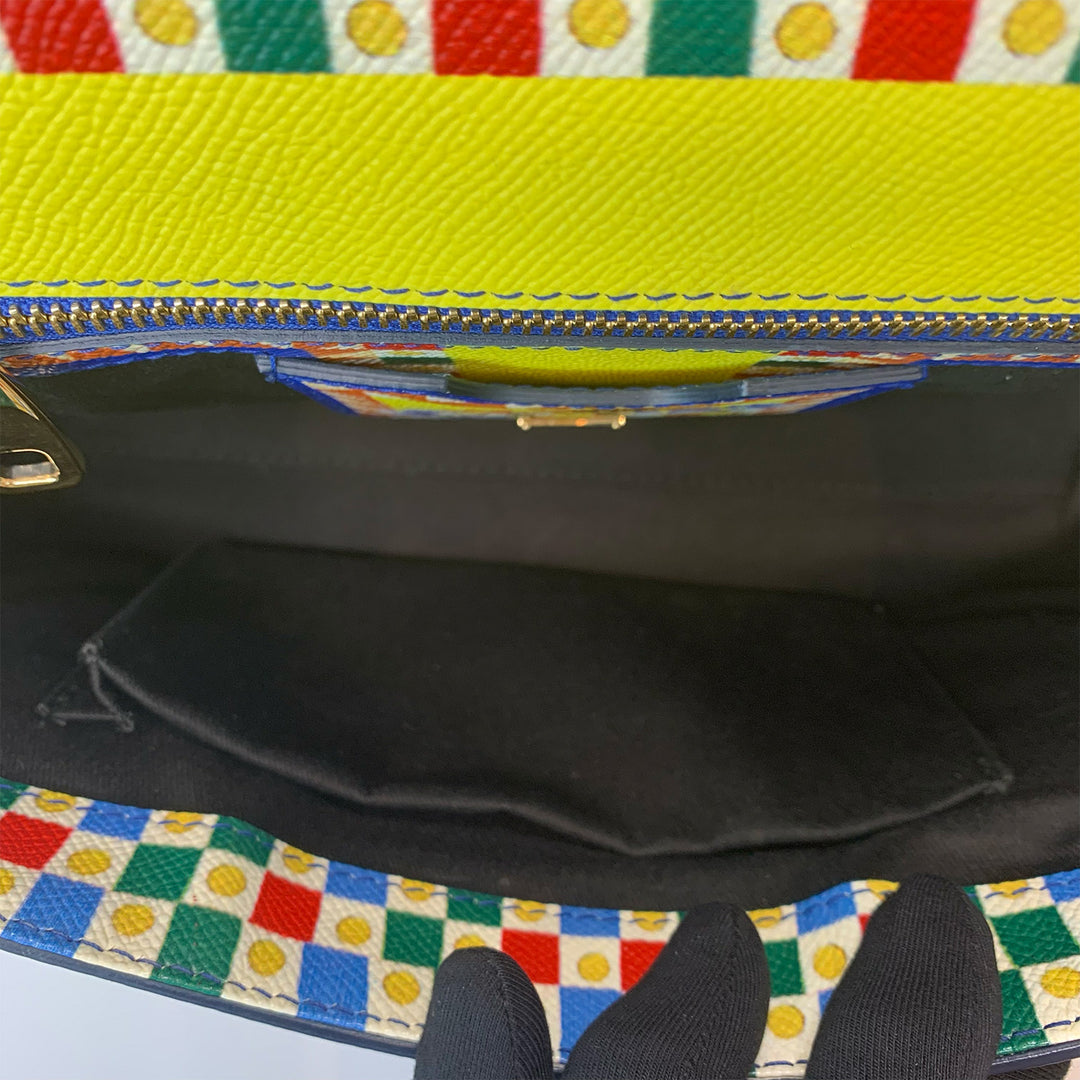 Dolce & Gabbana Large Miss Sicily Bag Floral Village Print in Multi-Colour Leather