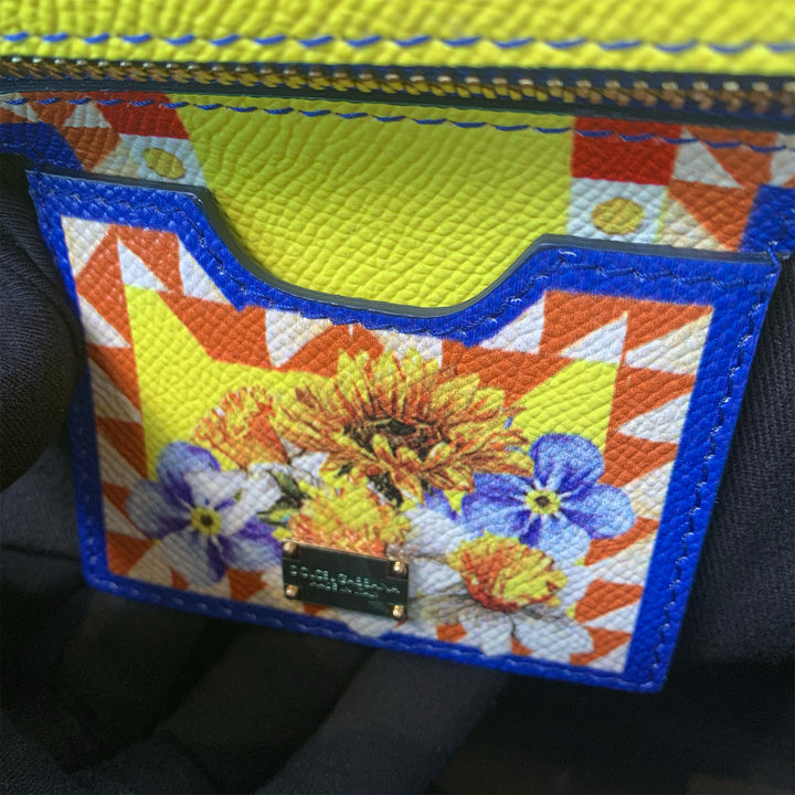 Dolce & Gabbana Large Miss Sicily Bag Floral Village Print in Multi-Colour Leather
