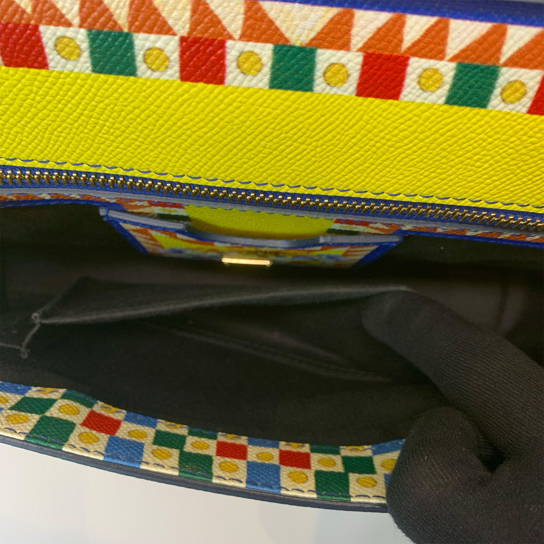 Dolce & Gabbana Large Miss Sicily Bag Floral Village Print in Multi-Colour Leather