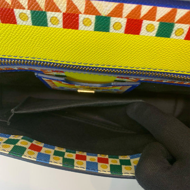 Dolce & Gabbana Large Miss Sicily Bag Floral Village Print in Multi-Colour Leather