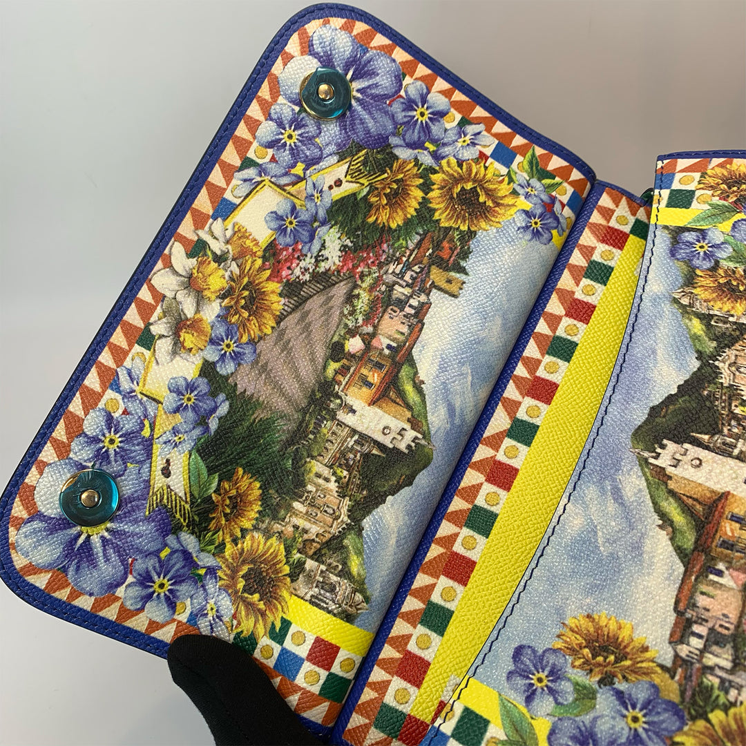 Dolce & Gabbana Large Miss Sicily Bag Floral Village Print in Multi-Colour Leather