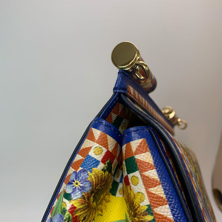Dolce & Gabbana Large Miss Sicily Bag Floral Village Print in Multi-Colour Leather