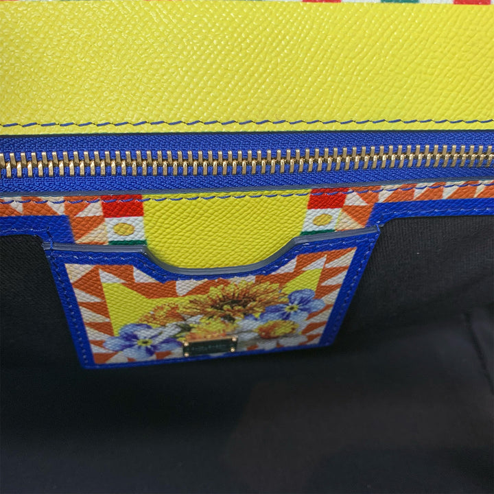 Dolce & Gabbana Large Miss Sicily Bag Floral Village Print in Multi-Colour Leather