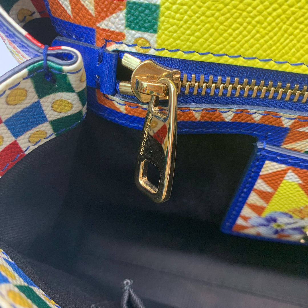 Dolce & Gabbana Large Miss Sicily Bag Floral Village Print in Multi-Colour Leather