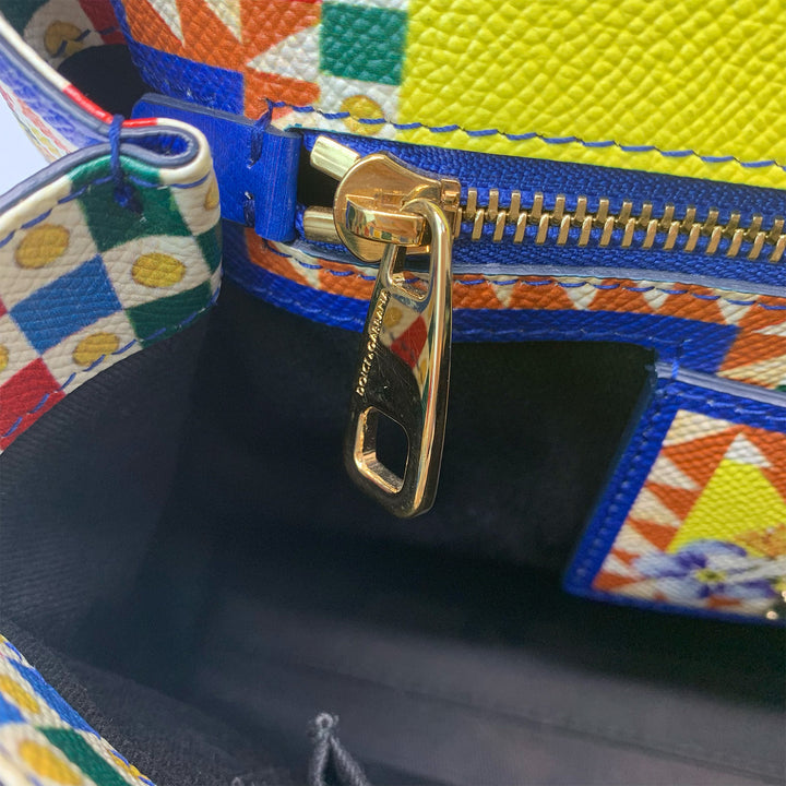 Dolce & Gabbana Large Miss Sicily Bag Floral Village Print in Multi-Colour Leather
