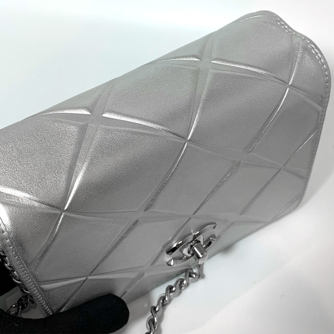 Chanel 2016 Calfskin Silver Mini Propeller Flap Bag with Silver Hardware