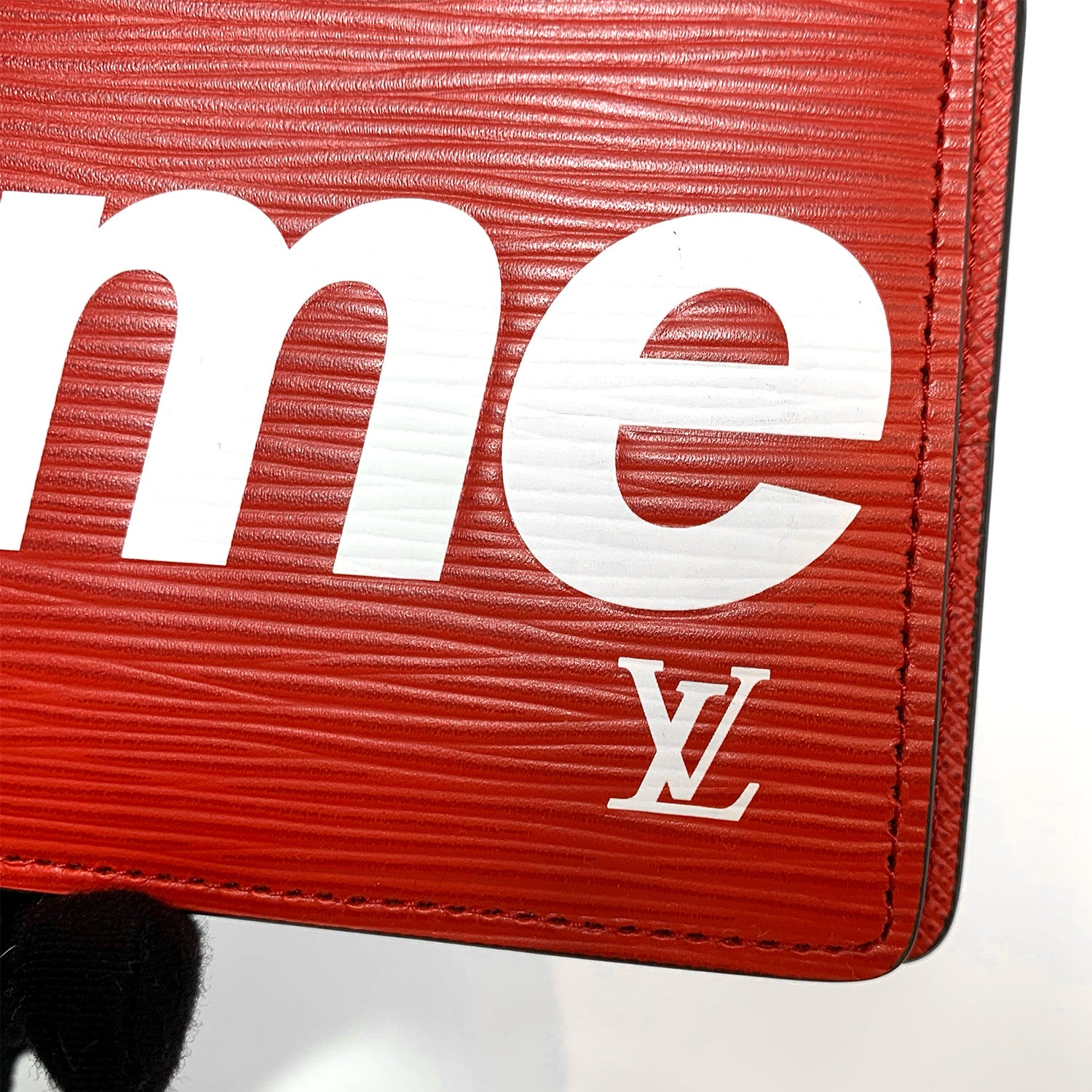 Supreme x Louis Vuitton Red Slender Leather Wallet Tresor Vintage