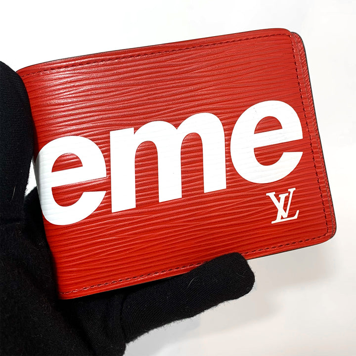 Supreme x Louis Vuitton Red Epi Leather Slender Wallet