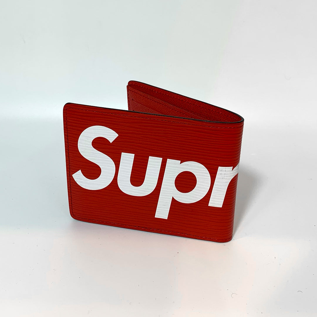 Supreme x Louis Vuitton Red Slender Leather Wallet