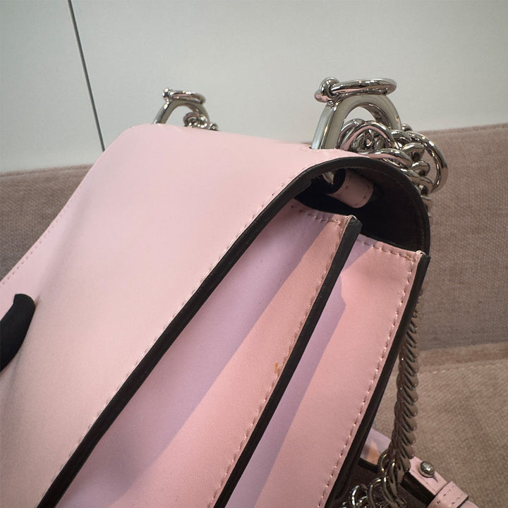 Fendi Kan I Bag Embellished Applique Leather Small In Pink Leather