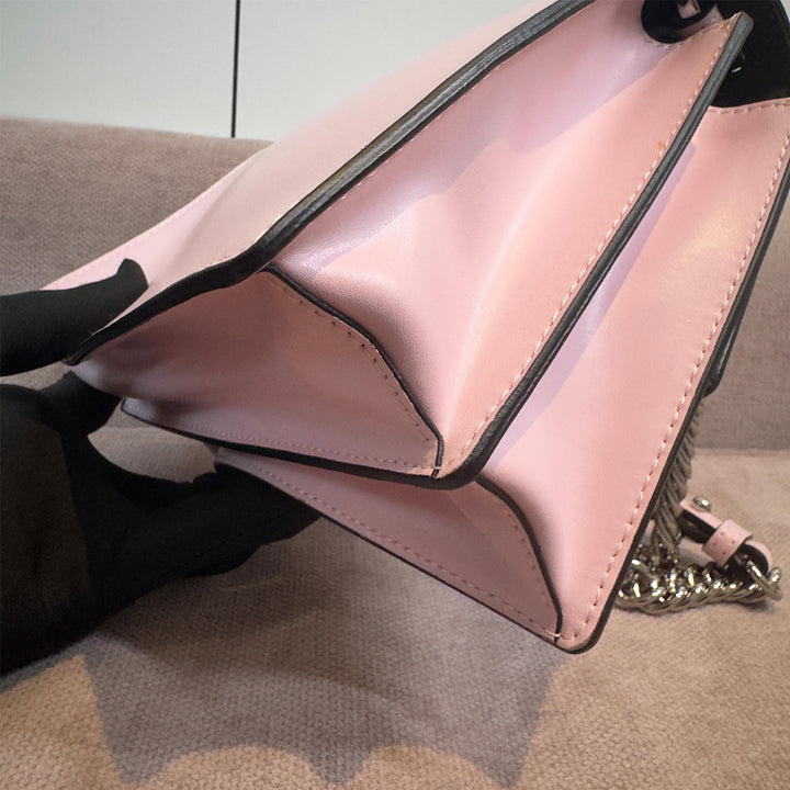 Fendi Kan I Bag Embellished Applique Leather Small In Pink Leather