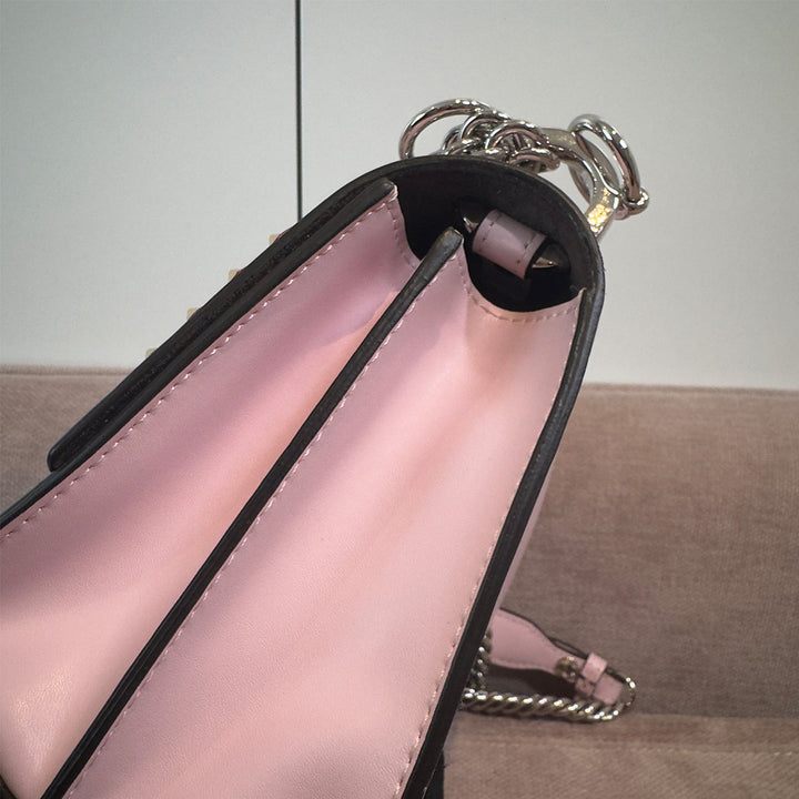 Fendi Kan I Bag Embellished Applique Leather Small In Pink Leather