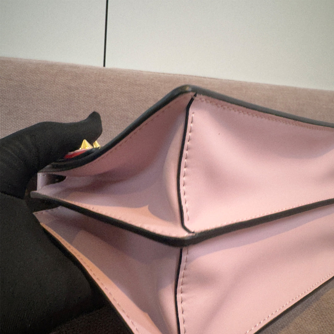 Fendi Kan I Bag Embellished Applique Leather Small In Pink Leather