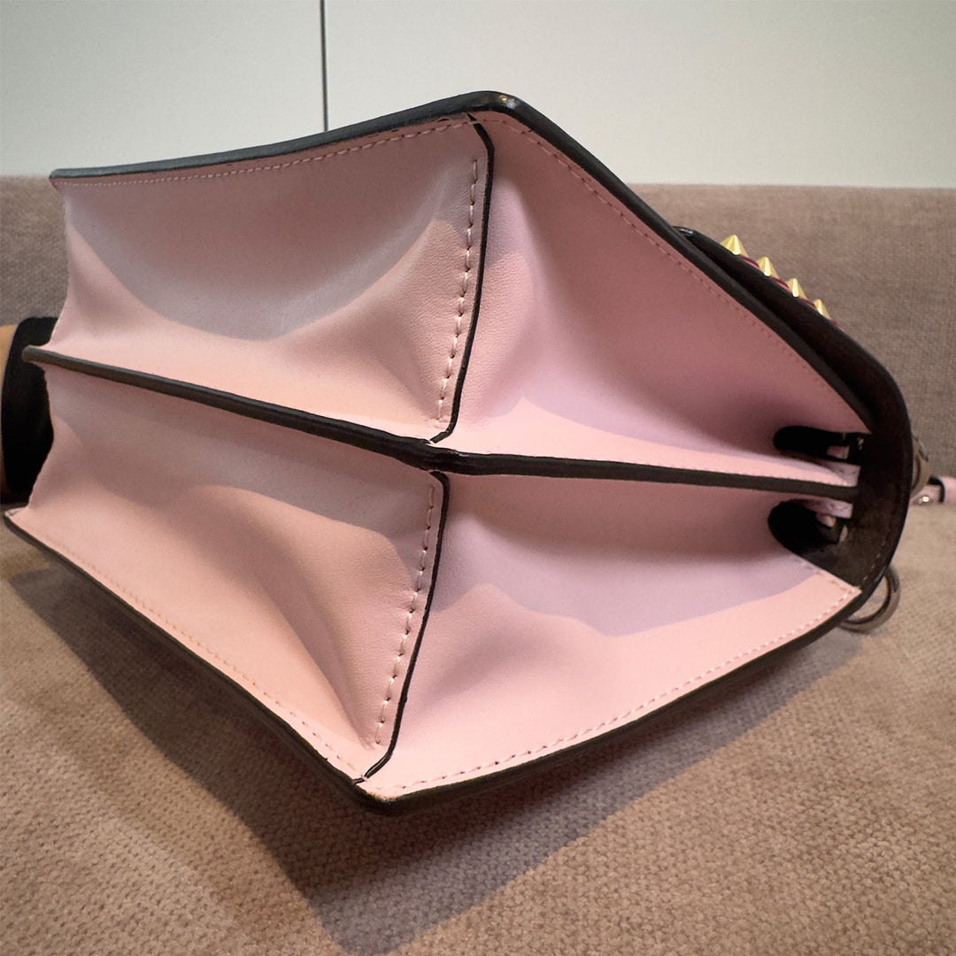 Fendi Kan I Bag Embellished Applique Leather Small In Pink Leather