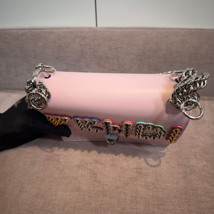 Fendi Kan I Bag Embellished Applique Leather Small In Pink Leather