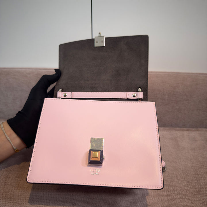 Fendi Kan I Bag Embellished Applique Leather Small In Pink Leather