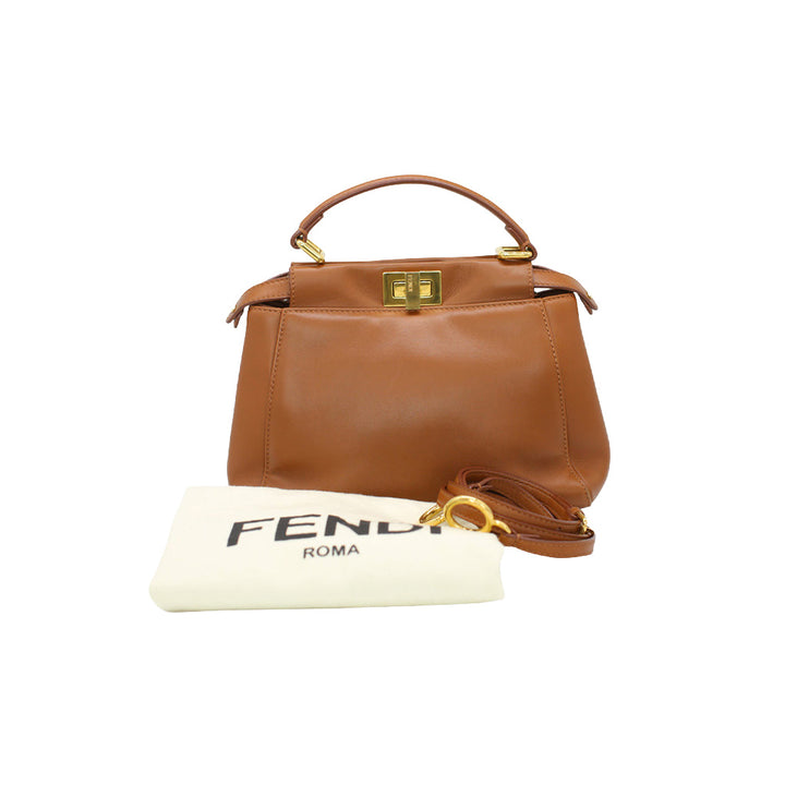 Fendi Mini Peekaboo Bag Gold Hardware Handle Crossbody Bag