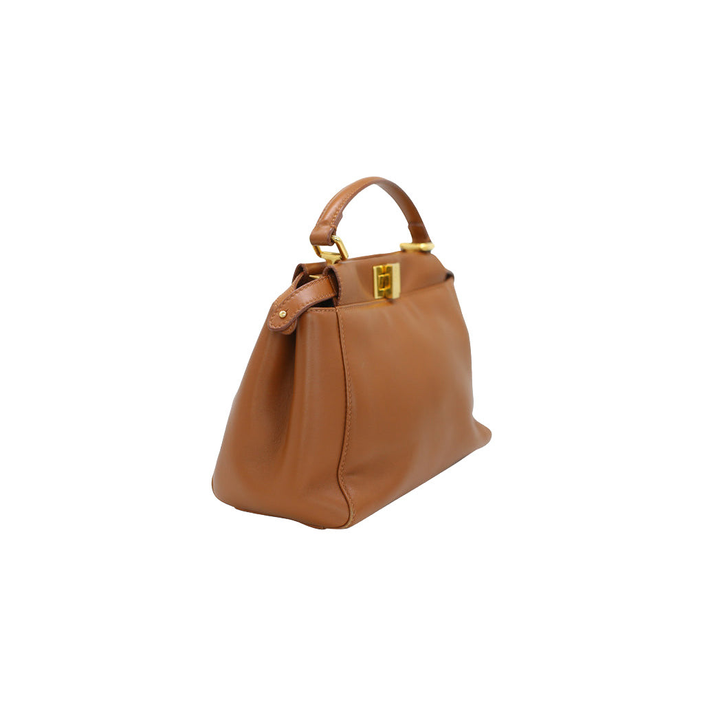 Fendi Mini Peekaboo Bag Gold Hardware Handle Crossbody Bag
