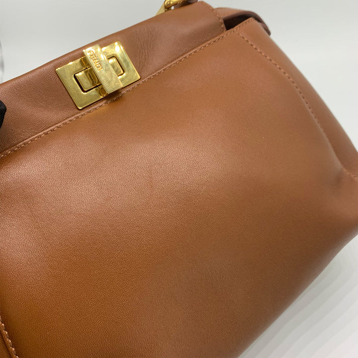 Fendi Mini Peekaboo Bag Gold Hardware Handle Crossbody Bag