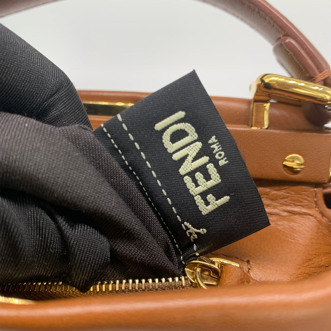 Fendi Mini Peekaboo Bag Gold Hardware Handle Crossbody Bag