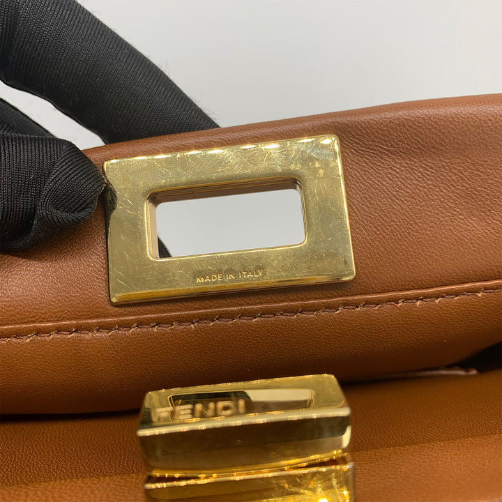 Fendi Mini Peekaboo Bag Gold Hardware Handle Crossbody Bag