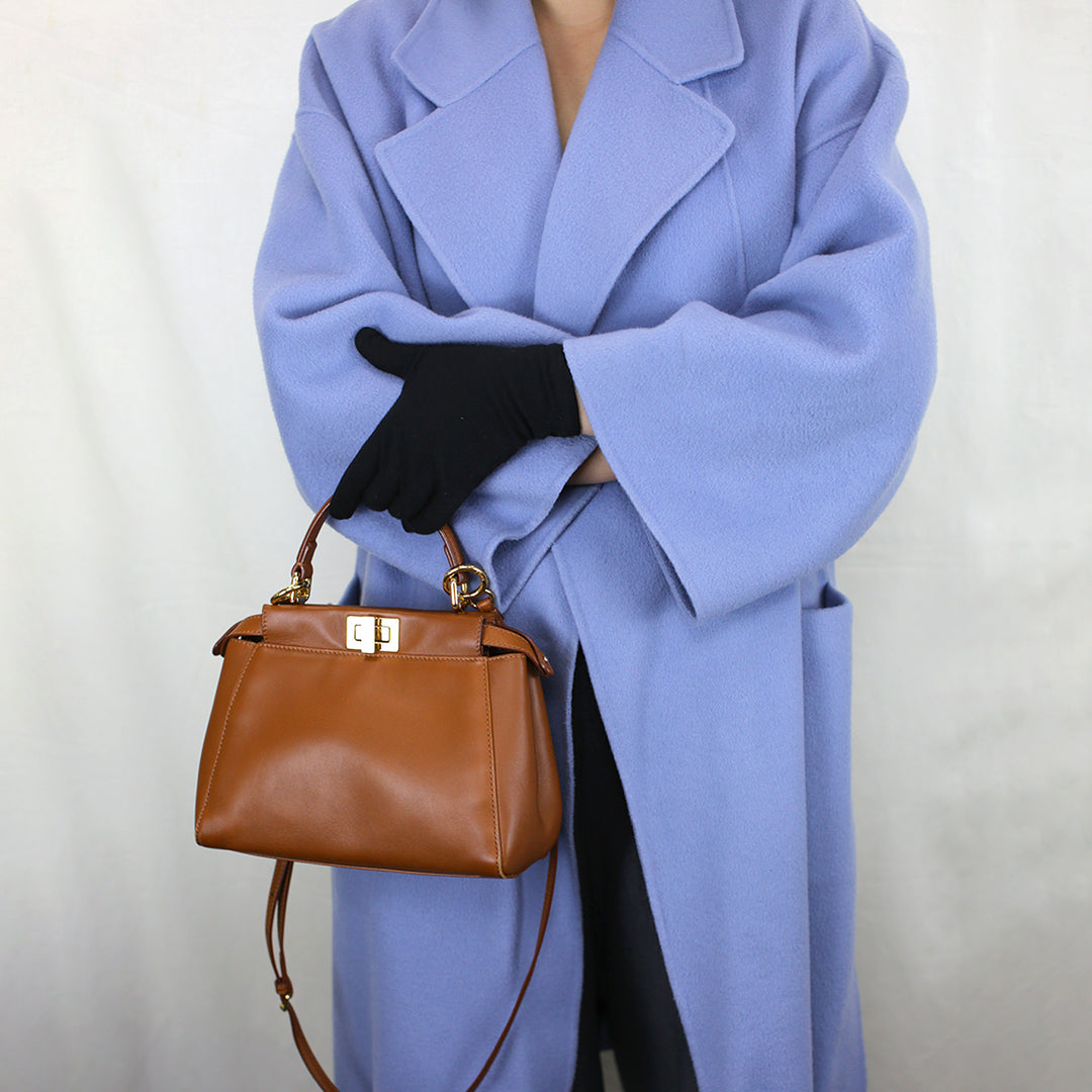 Fendi Peekaboo Mini Crossbody Bag In Brown Gold Hardware