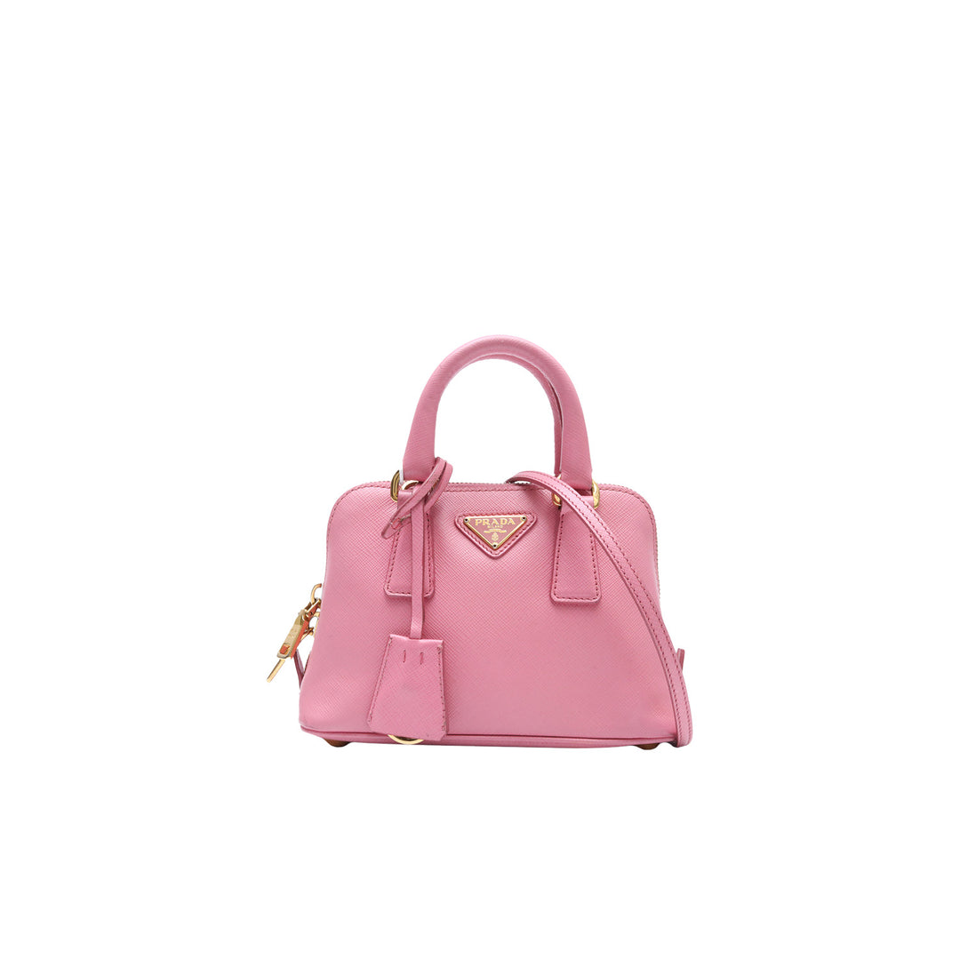 Prada Pink Saffiano Lux Leather Mini Promenade Crossbody Bag