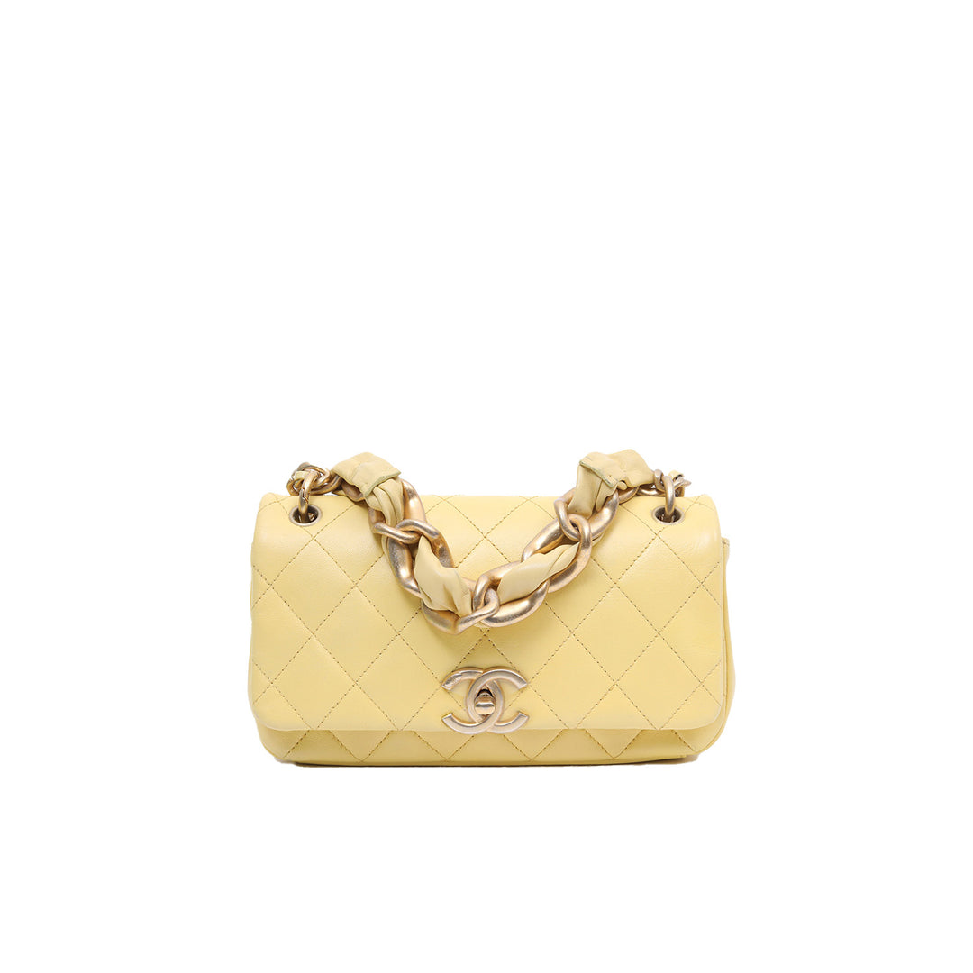 Chanel Leather Entwined Chain Bag Yellow